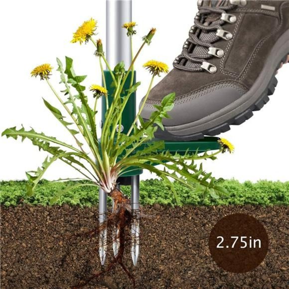 Stand-Up Weeder and Root Removal Tool with 3 Stainless Steel Claws, 39" Long - Picture 3 of 6